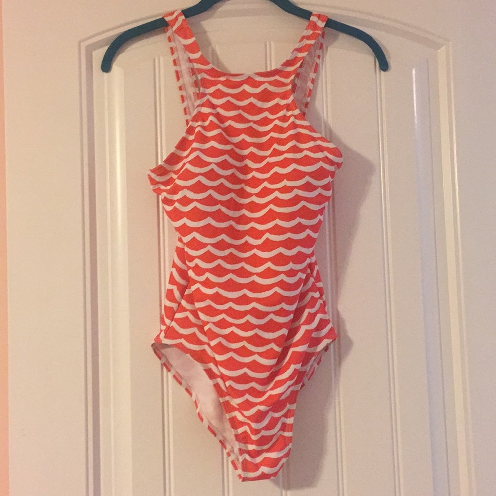 Orange/white swimsuit one piece